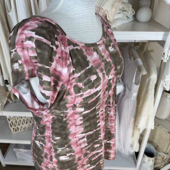 Liz Claiborne women’s sz. XL pink & brown top. Stretch knit summer, fall 4165 - Picture 5 of 9